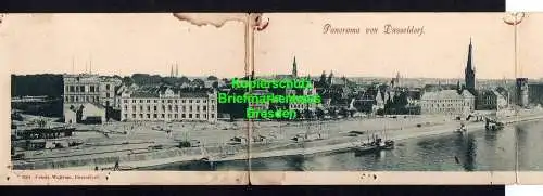 118123 3teilige Panorama Ansichtskarte Düsseldorf um 1905