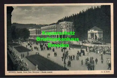 118322 Ansichtskarte Krynica Deptak Promenade Neues Badehaus Kurhaus um1930 Kleinpolen