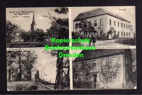 116182 Ansichtskarte Beerwalde bei Waldheim Schule Kirche Pfarre Gasthof Friedhof Neudeck M