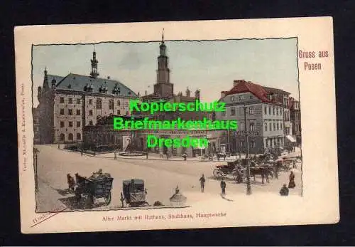 116324 Ansichtskarte Posen Alter Markt mit Rathaus Stadthaus Hauptwache um 1900