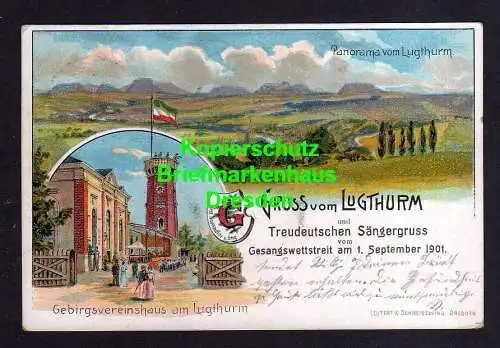 115916 AK Dresden 1901 Gebirgsvereinshaus am Lugturm Aussichtsturm Sängergruss S