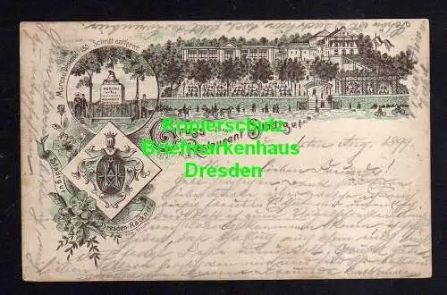 115914 Ansichtskarte Dresden um 1890 Vorläufer Restaurant Stadtgut Räcknitz Moreau Denkmal