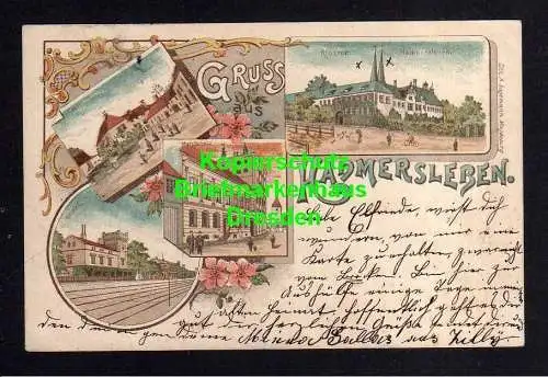 116399 Ansichtskarte Hadmersleben Litho 1898 Bahnhof Amt Malzfabrik Kloster