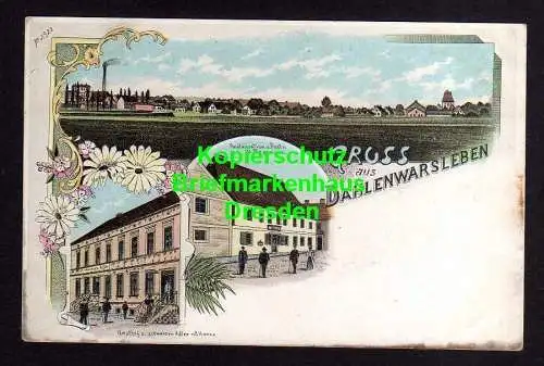 116396 Ansichtskarte Dahlenwarsleben Litho um 1900 Gasthof zum schwarzen Adler Restauration