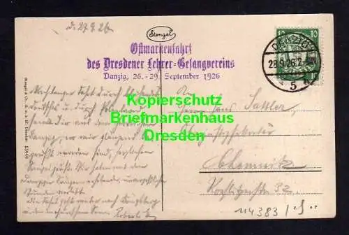 114383 AK Dresden - Danzig 1926 Ostmarkenfahrt des Dresdner Lehrer Gesangsverein