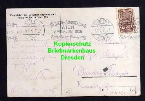 114381 AK Dresden Wien Sängerfahrt des Dresdner Orpheus 1925 Künstlerkarte W. We