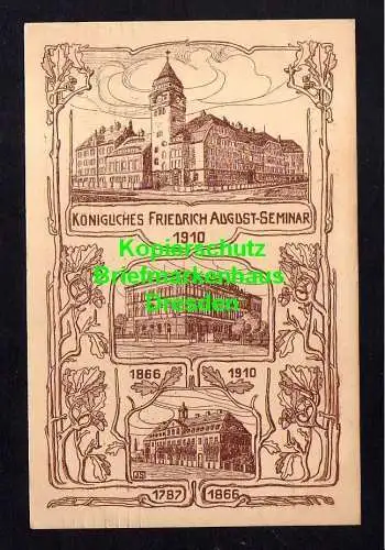 114386 Ansichtskarte Dresden 1910 Kgl. Friedrich August Seminar Tagung ehemaliger Schüler