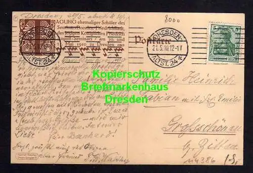 114386 AK Dresden 1910 Kgl. Friedrich August Seminar Tagung ehemaliger Schüler