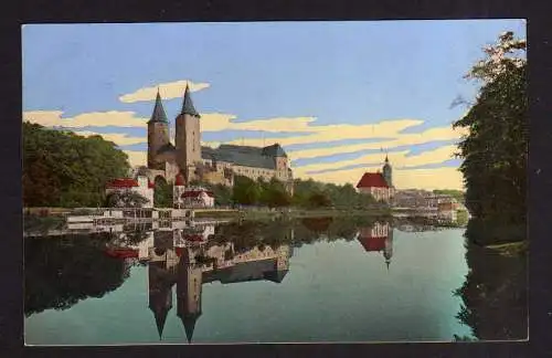 111529 Ansichtskarte Rochlitz 1910 Schloss mit Kirche See Künstlerkarte Trinks & Co. No. 1