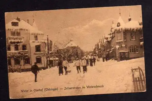 112048 Ansichtskarte Oberhof Thüringen Zellaerstrasse im Winter 1922 Schnee