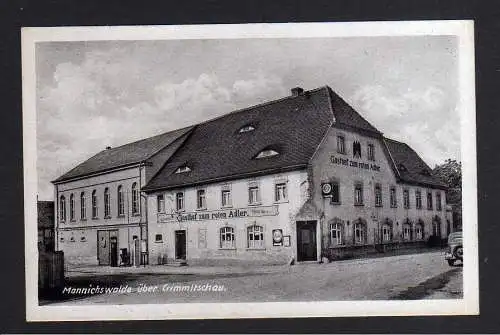 112088 Ansichtskarte Mannichswalde über Crimmitschau Gasthof zum roten Adler Landpoststempe