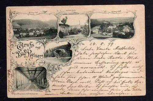 110836 Ansichtskarte Bad Reinerz Schlesien 1899 West Süd Ulriken Quelle Wandelbahn Musik Pa