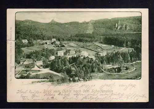 110503 Ansichtskarte Blick vom Oybin nach dem Scharfenstein 1903