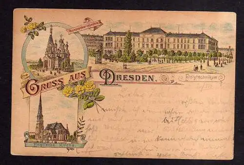109247 Ansichtskarte Dresden Vorläufer 1894 Russische Kirche Englische Kirche Polytechnikum