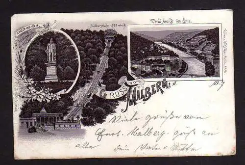 109871 Ansichtskarte Bad Ems Litho 1897 Malberg Malbergbahn