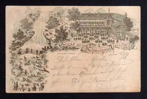 109407 Ansichtskarte Dresden Loschwitz Vorläufer um 1885 Schweizerei Gasthaus Zwerge Wasser