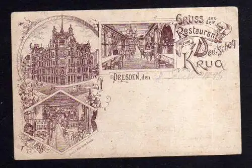 109234 AK Dresden 1895 Vorläufer Restaurant zum Deutschen Krug