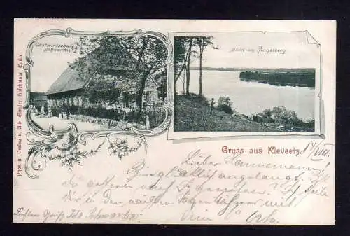 109936 Ansichtskarte Kleveetz Plön 1900 Gastwirtschaft Schwarten Blick vom Pfingstberg