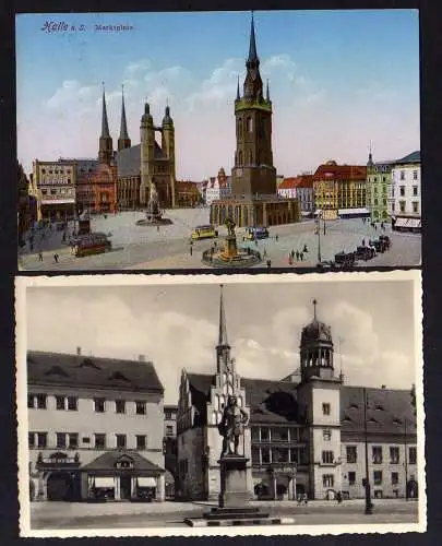 100883 2 AK Halle Saale Markt 1915 Händel Denkmal 1943