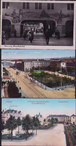 160113 3 Ansichtskarte Chemnitz Hauptbahnhof 1912 Technische Staatslehranstalten Carolahote