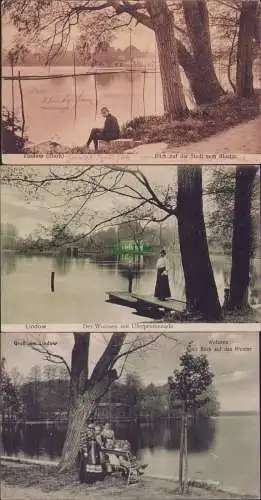 160117 3 Ansichtskarte Lindow Mark 1911 Blick auf d Stadt vom Kloster Wutzsee Uferpromenade