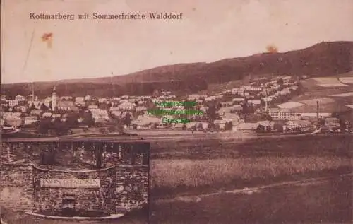 160261 Ansichtskarte Kottmarberg mit Sommerfrische Walddorf um 1920 Denkmal UNSERN GEFALLEN