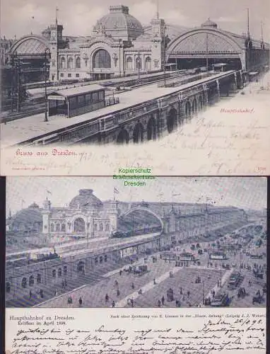 160199 2 Ansichtskarte Hauptbahnhof zu Dresden Eröffnet im April 1898 mit Wiener Platz