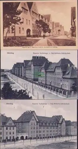 160165 3 Ansichtskarte Jüterbog 1916 Fuß-Artillerie-Schießschule Kaserne Fuchsberge