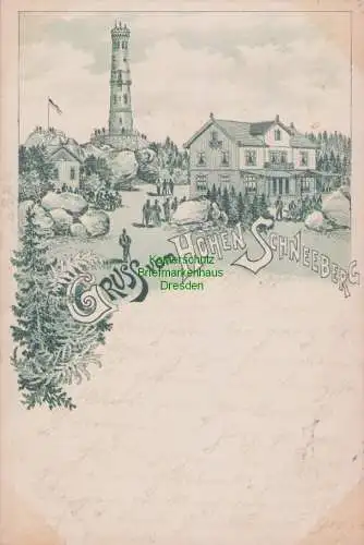 160177 Ansichtskarte Gruss vom Hohen Schneeberg Litho 1898