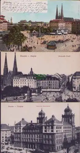 160219 3 Ansichtskarte Dresden Postplatz Wilsdruffer Straße Kaiserliches Fernsprechamt 1915