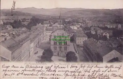 160260 Ansichtskarte Markneukirchen Der Marktplatz vom Kirchthurm gesehen 1909