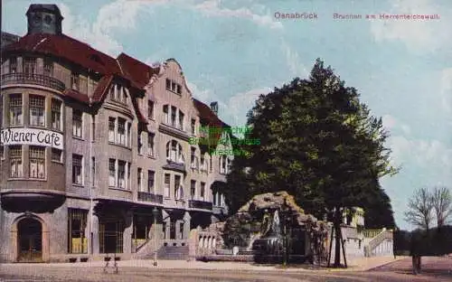 160170 AK Osnabrück Wiener Cafe  Brunnen am Herrenteichswall 1911