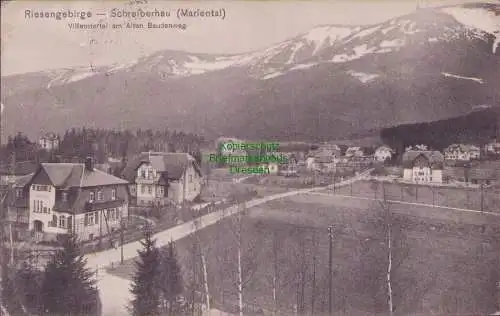 160223 AK Riesengebirge Schreiberhau Mariental Villenviertel am Alten Baudenweg