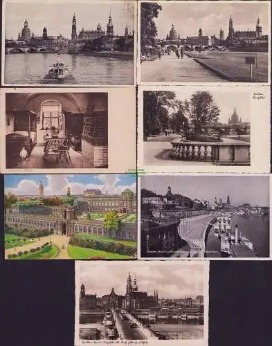 160257 7 Ansichtskarte Dresden Blick von der Marienbrücke 1940 Lausitzer Stube 1925 Zwinger