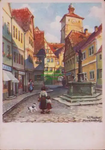160275 Ansichtskarte W. Merker Markkleeberg Künstlerkarte Freiedliches Land Leipzig um 1930