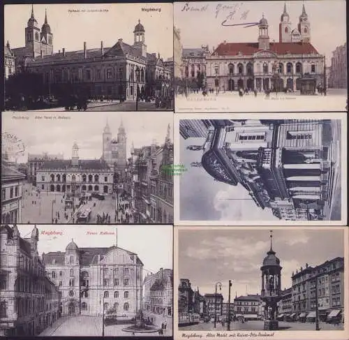 160101 6 Ansichtskarte Magdeburg Rathaus mit Johanniskirche Alter Markt 1903 1918 1907