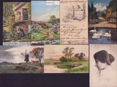 160248 7 AK Ludwig Richter-Postkarten Verlag von Georg Wigand in Leipzig 1904
