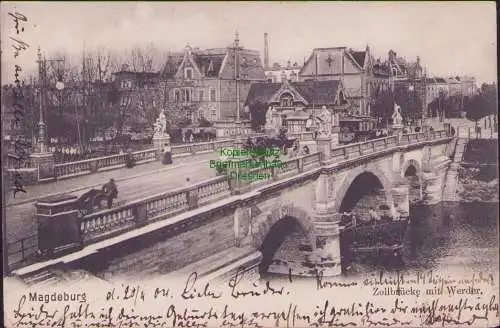 160092 AK Magdeburg 1904 Zollbrücke mit Werder