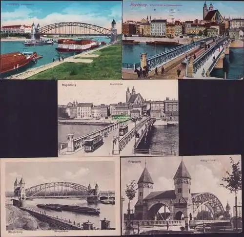 160096 5 Ansichtskarte Magdeburg 1915 Strombrücke Königsbrücke Johanneskirche 1913 1917