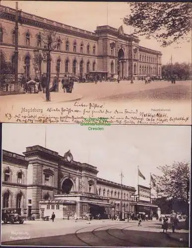 160085 2 AK Magdeburg Hauptbahnhof 1904 und um 1925