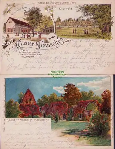 160183 2 Ansichtskarte Kloster Nimbschen Luther Bei Wein, Weib, Gesang … Litho 1896