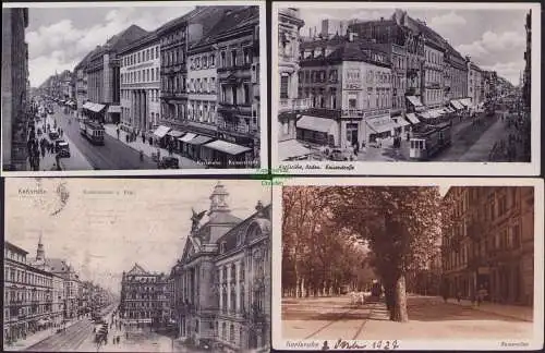 160146 4 Ansichtskarte Karlsruhe Kaiserstrasse Post 1904 Kaiserallee 1927