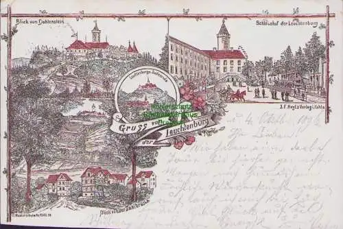 160192 Ansichtskarte Blick vom Dohlenstein 1896 Leuchtenburg Seitenroda Schlosshof