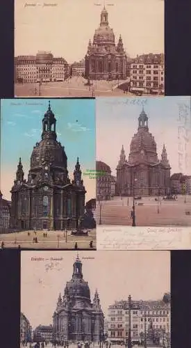 160218 4 AK Dresden Neumarkt Frauenkirche 1902 1915 1927 1919