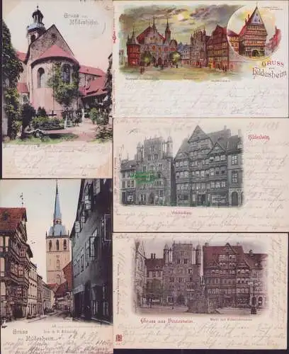 160209 5 Ansichtskarte Hildesheim 1899 Marktplatz mit Rathaus Templerhaus Wedekindhaus