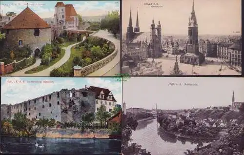 160283 4 Ansichtskarte Halle a. S. Saalepartie Moritzburg mit Anlagen MARKTPLATZ 1909