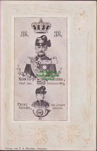 158961 AK KÖNIG Georg Chef des Schützen-Reg. PRINZ GEORG um 1905 jüngste Schütze