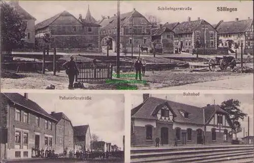 158931 Ansichtskarte Söllingen Braunschweig 1913 Schöningerstraße Pabstorferstraße Bahnhof