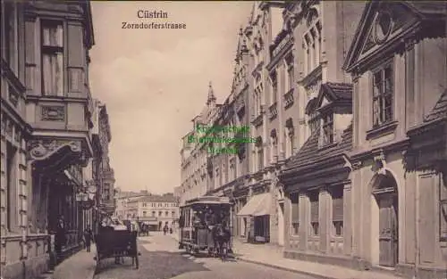 158945 Ansichtskarte Cüstrin Zorndorferstrasse Pferdebahn um 1910 Kostrzyn nad Odra Küstrin