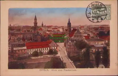 158965 Ansichtskarte Oppeln 1921 Blick vom Piastenturm auf Likörfabrik M.FRIEDLAENDER